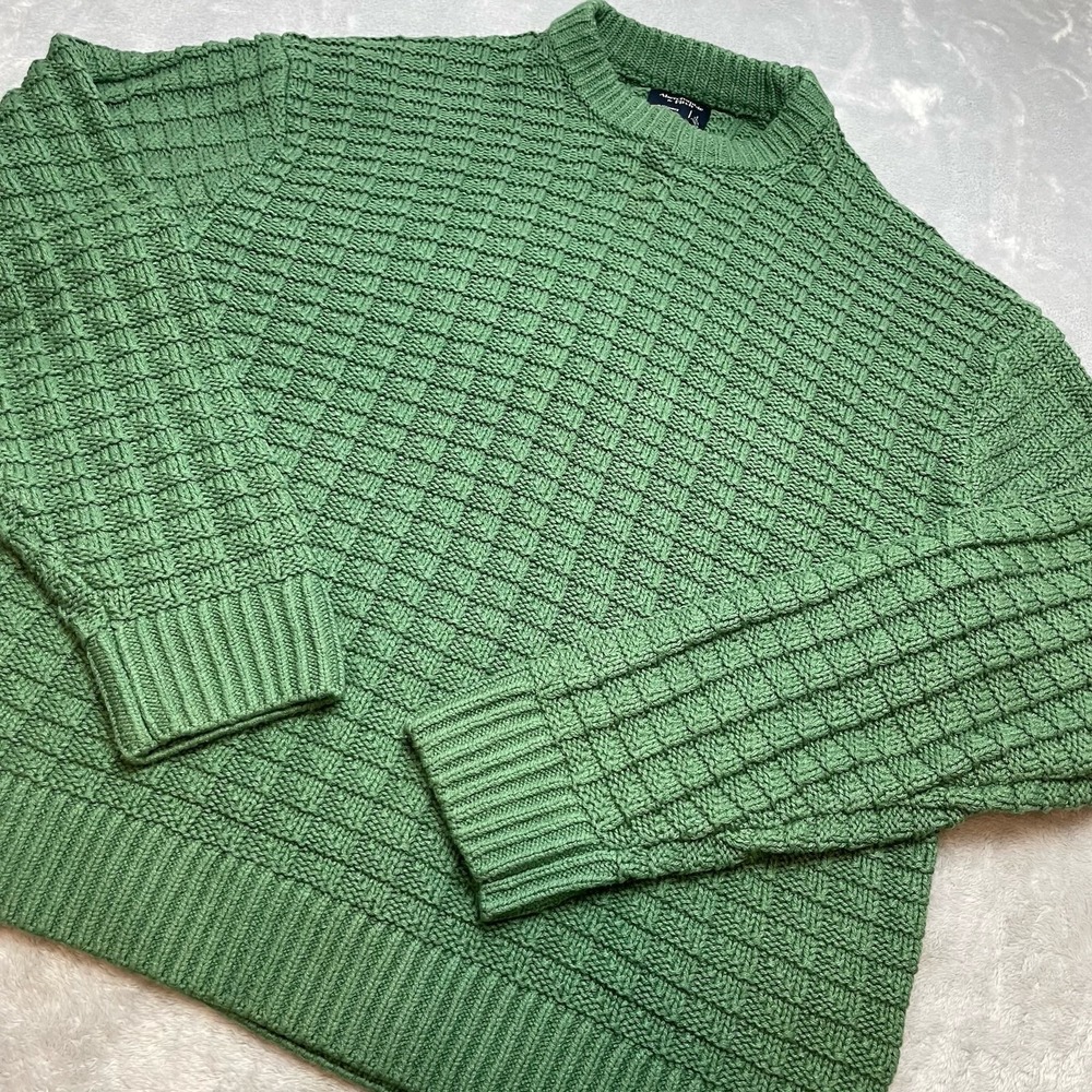 Vintage Abercrombie & Fitch Mens Fisherman Sweater Size L Tall Green Chunky Knit